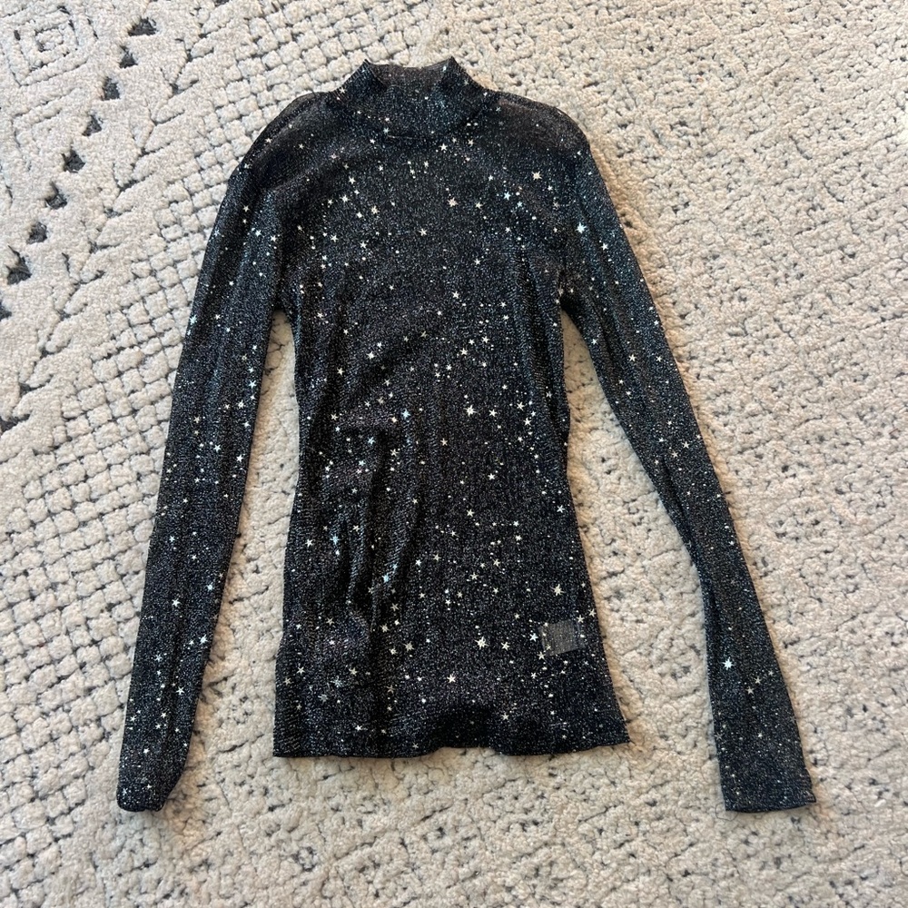 Sparkling Black Starry Long Sleeve Top